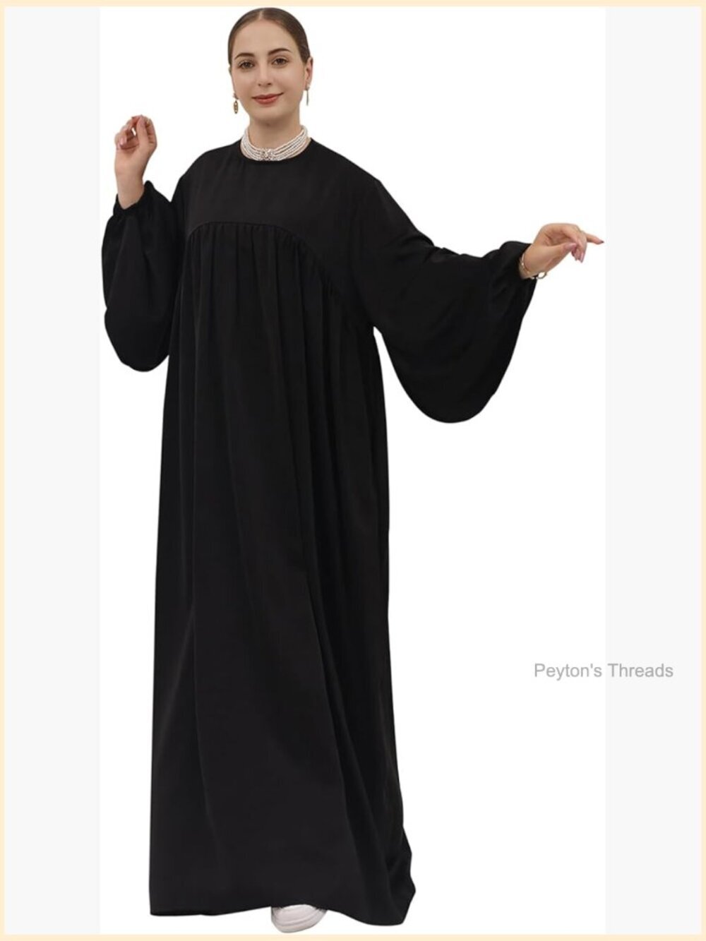 Loose Flowy Maxi Abaya Dress Long Sleeve Muslim Prayer Dress